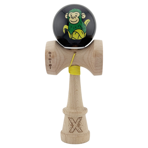 «Kendama Super Sticky X Original», металлический подшипник, веревка 62/65 см, King size 7.5 x 6 x 18 см , «Обезьянка», черная