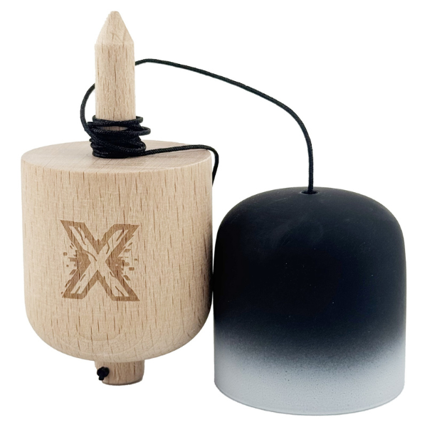 «Kendama Pill X Original», профессиональная, веревка 62/65 см, 11 x 5 x 5 см, черно-белый градиент