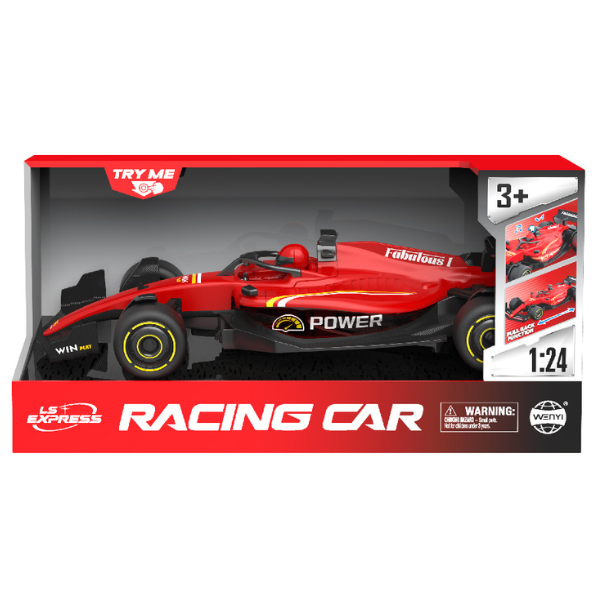 1:24 Гоночная машинка F1 с механизмом pull-back, (свет / звук), красная