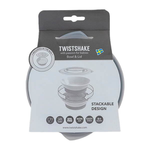 Миска с крышкой Twistshake белая, 6+ месяцев