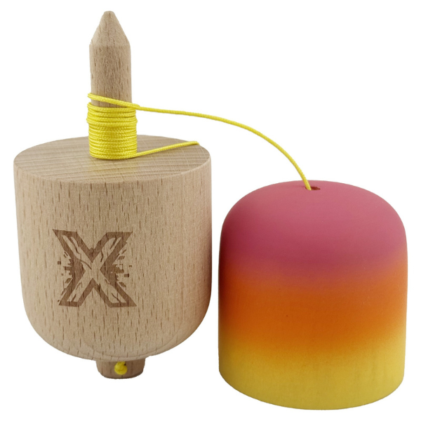 «Kendama Pill X Original», профессиональная, веревка 62/65 см, 11 x 5 x 5 см, розово-оранжево-желтый градиент