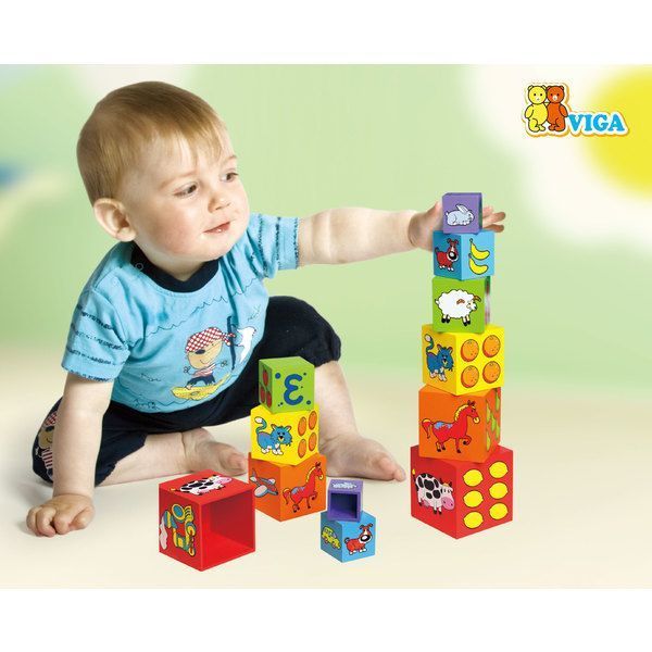 Разноцветные деревянные блоки «Учим цвета, цифры и считать»